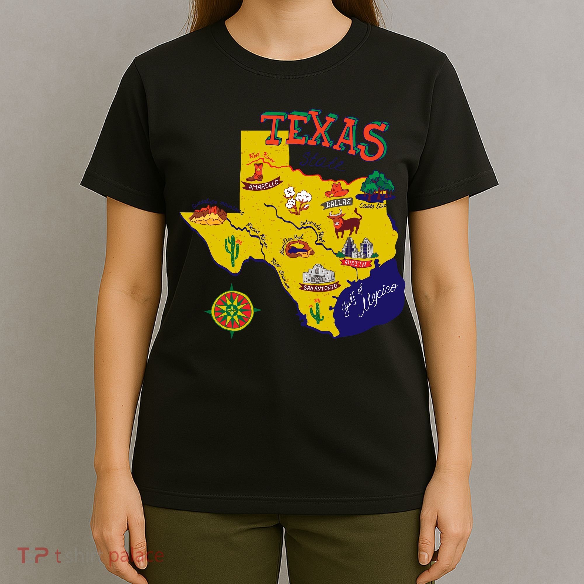 Texas Cartoon Map T-Shirt