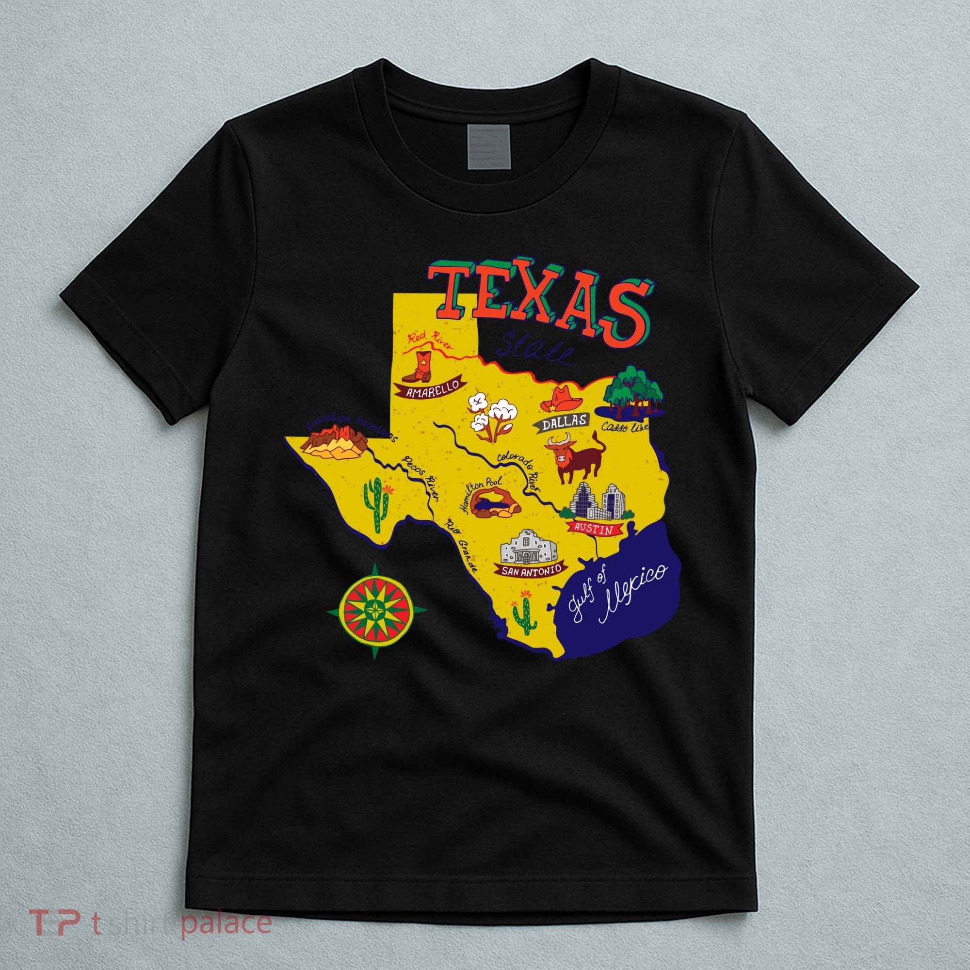 Texas Cartoon Map T-Shirt