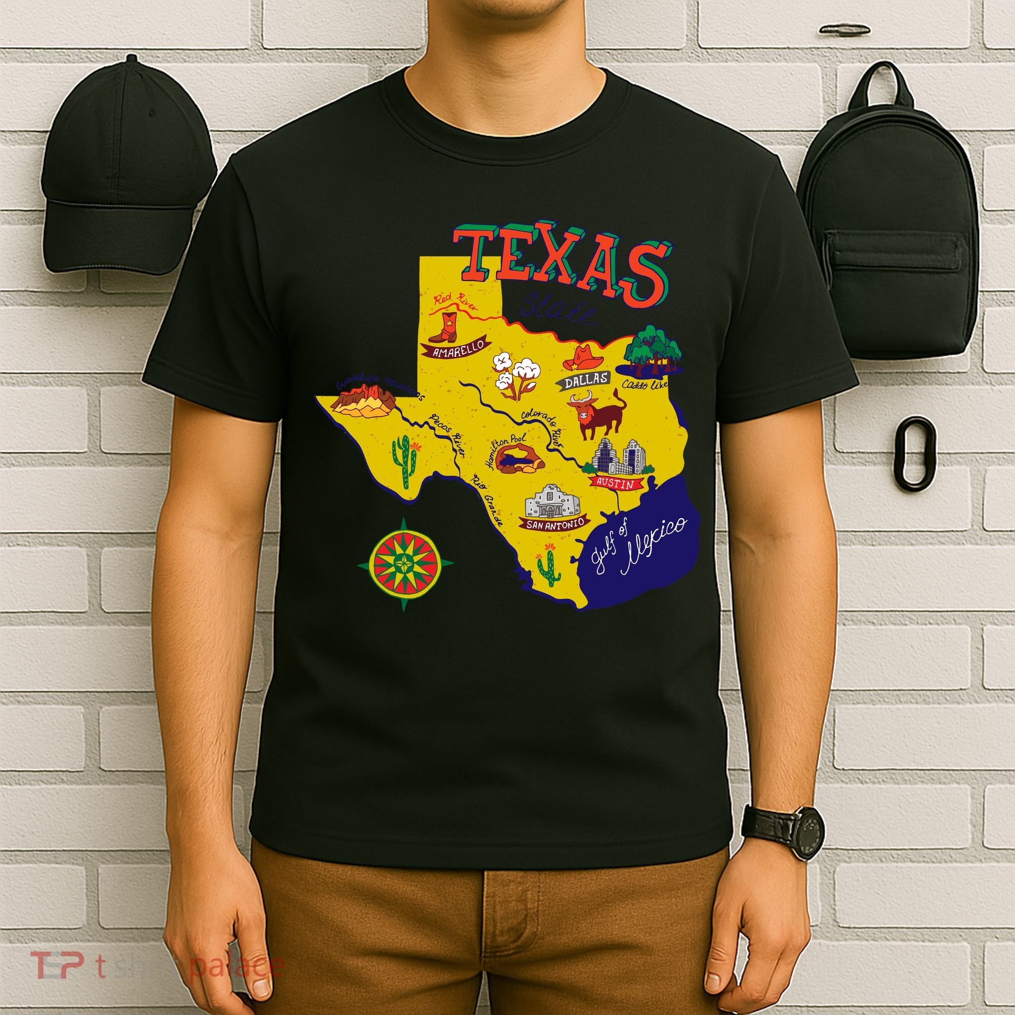 Texas Cartoon Map T-Shirt