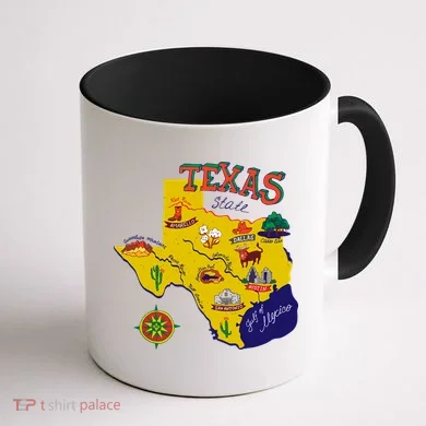 Texas Cartoon Map Coffee Mug back