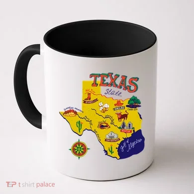 Texas Cartoon Map Coffee Mug