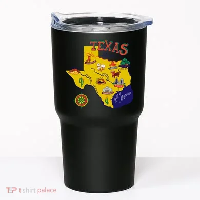 Texas Cartoon Map Tumbler