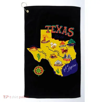Texas Cartoon Map Golf Towel