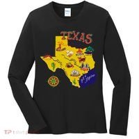 Texas Cartoon Map Women's Long Sleeve Shirt thumb 0