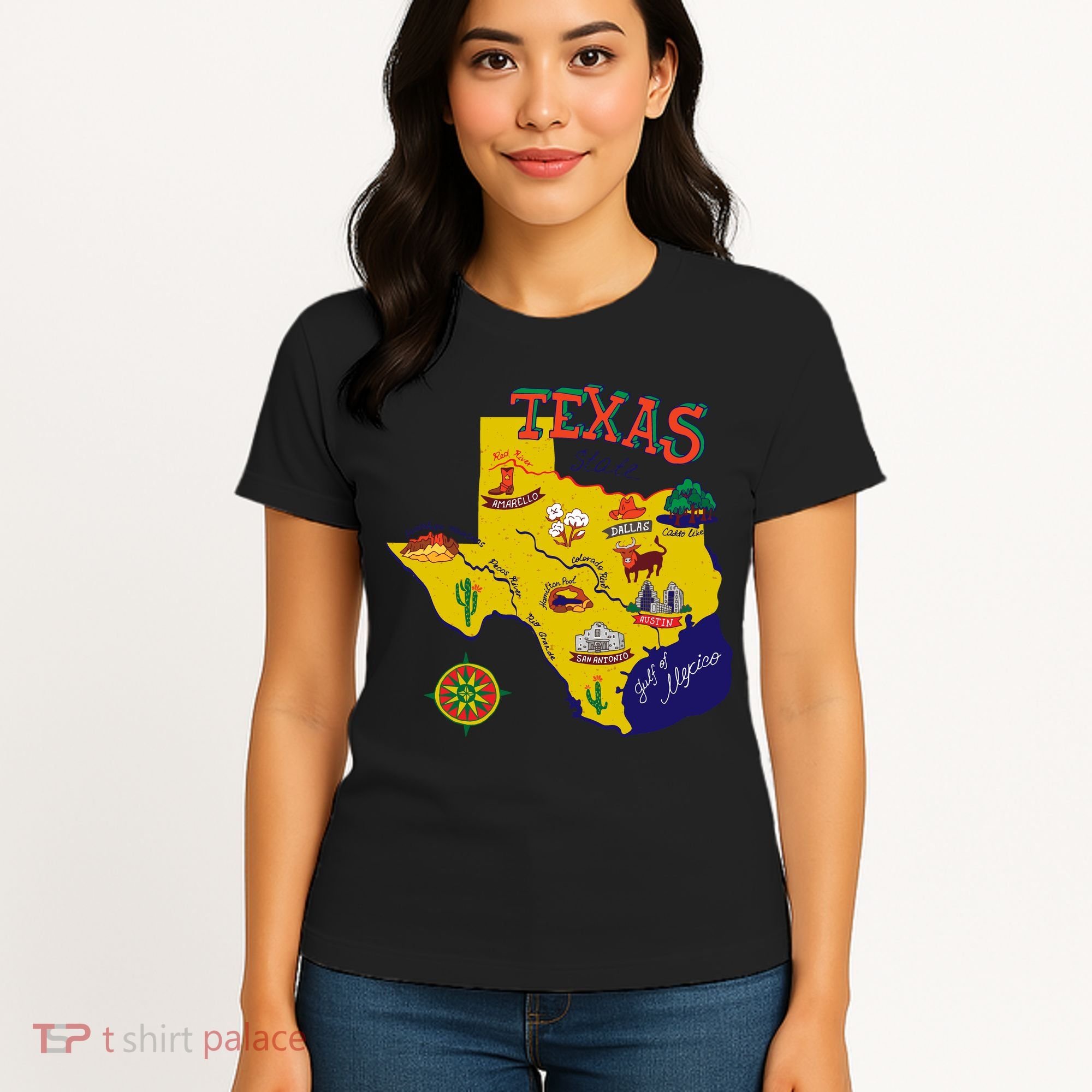 Texas Cartoon Map Women's T-Shirt