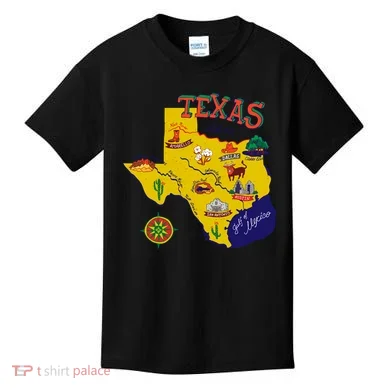 Texas Cartoon Map Kids T-Shirt