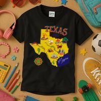 Texas Cartoon Map Kids T-Shirt thumb 3