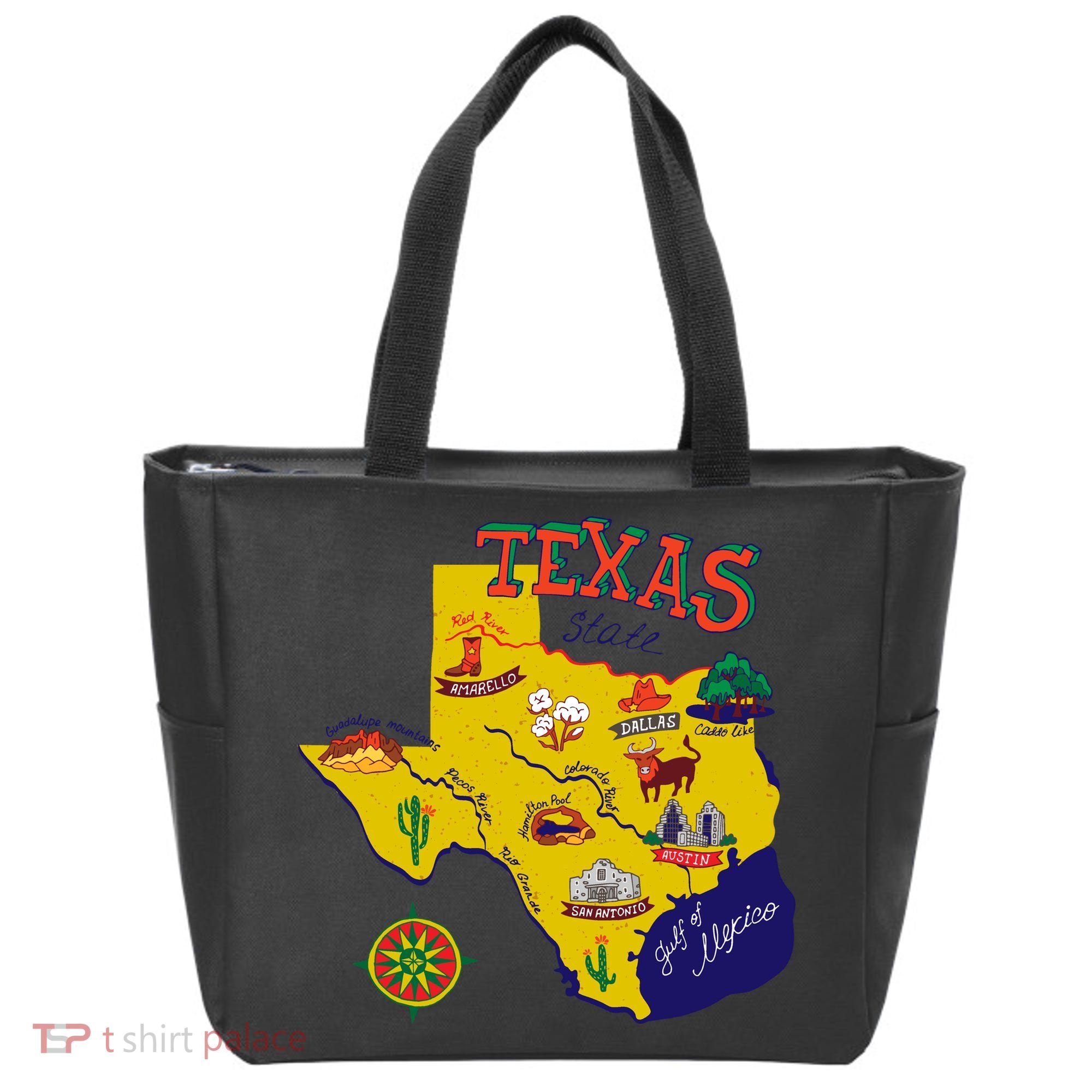 Texas Cartoon Map Tote Bag