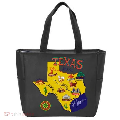 Texas Cartoon Map Tote Bag