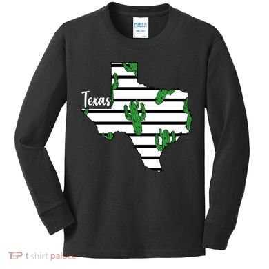Texas Floral Cactus Kids Long Sleeve Shirt