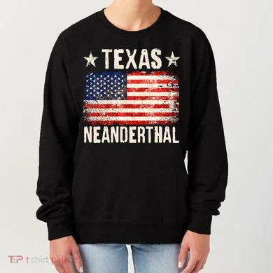 Texas Neanderthal Distressed US Flag Women's Sweatshirt