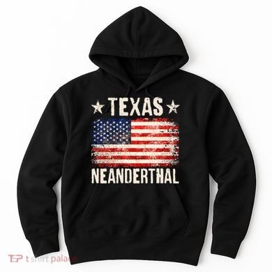 Texas Neanderthal Distressed US Flag Hoodie