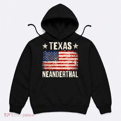 Texas Neanderthal Distressed US Flag Hoodie
