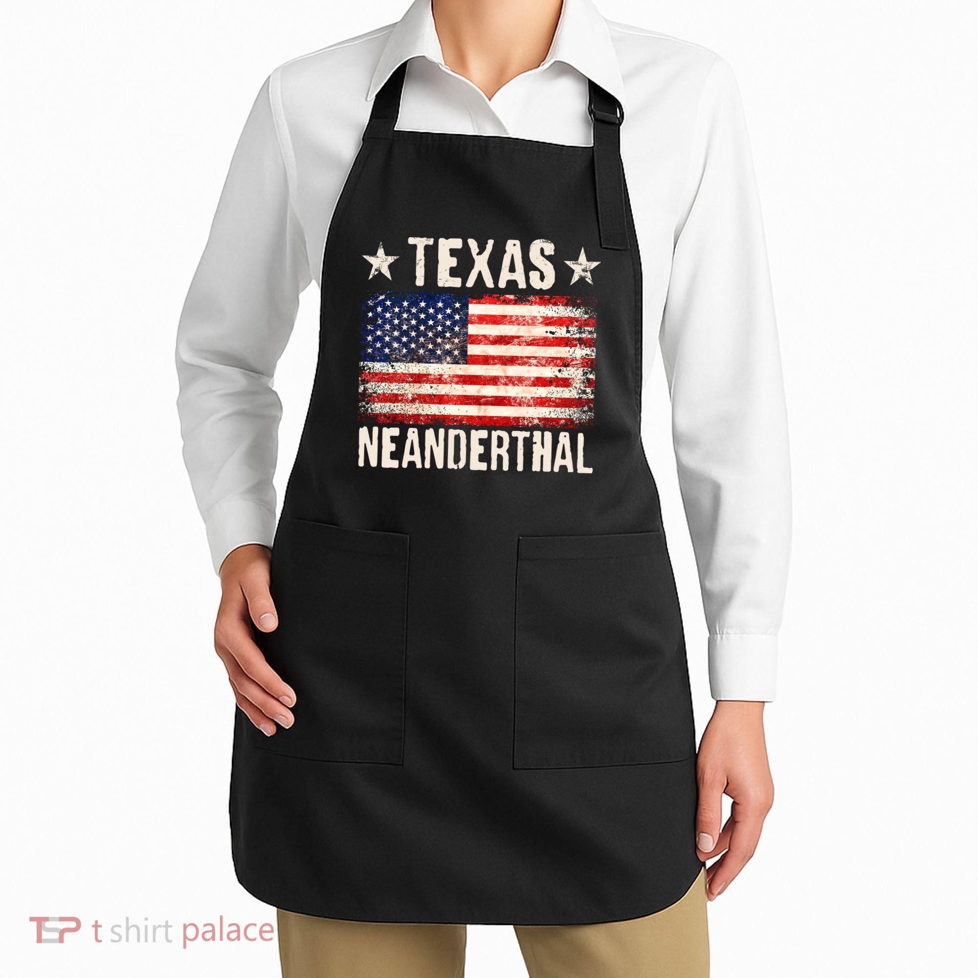 Texas Neanderthal Distressed US Flag Apron