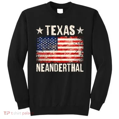 Texas Neanderthal Distressed US Flag Sweatshirt