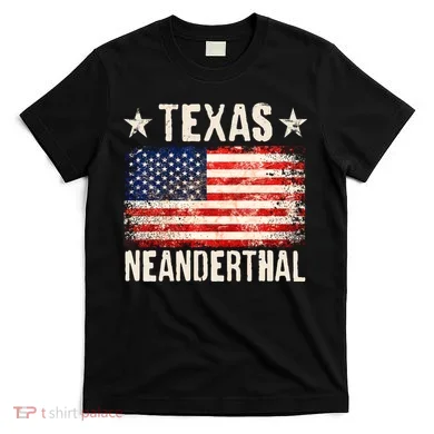 Texas Neanderthal Distressed US Flag T-Shirt