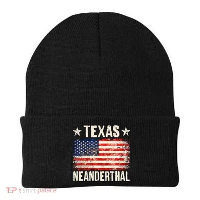 Texas Neanderthal Distressed US Flag Beanie