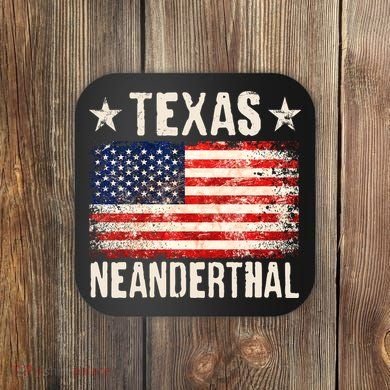 Texas Neanderthal Distressed US Flag Coaster