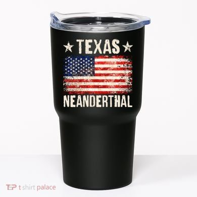 Texas Neanderthal Distressed US Flag Tumbler