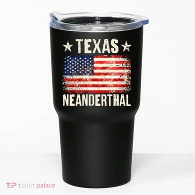 Texas Neanderthal Distressed US Flag Tumbler