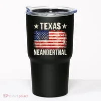 Texas Neanderthal Distressed US Flag Tumbler thumb 0