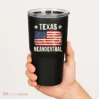 Texas Neanderthal Distressed US Flag Tumbler thumb 2