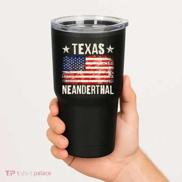 Texas Neanderthal Distressed US Flag Tumbler