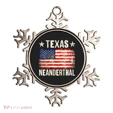 Texas Neanderthal Distressed US Flag Ornament