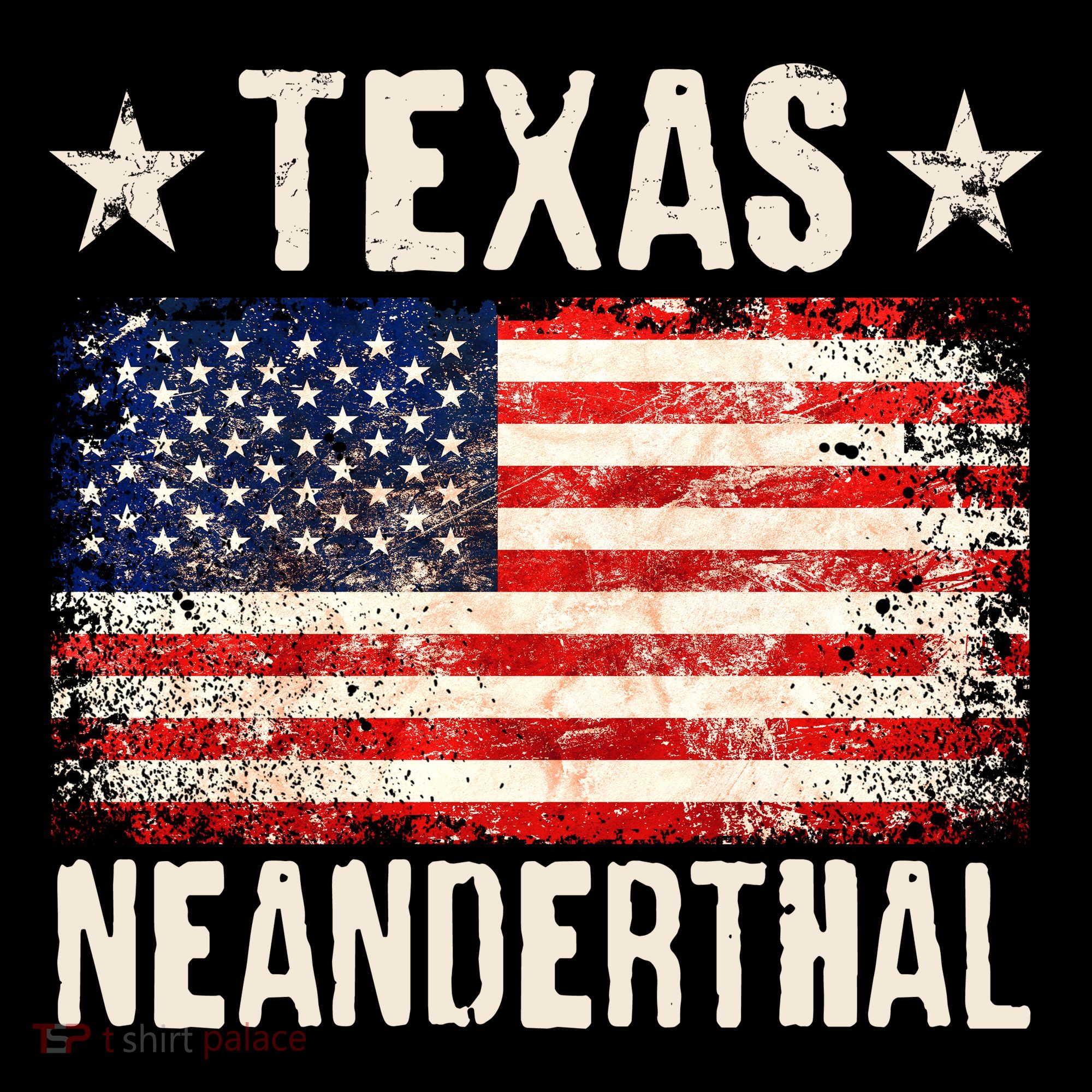Texas Neanderthal Distressed US Flag Ornament