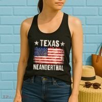 Texas Neanderthal Distressed US Flag Women's Tank Top thumb 2