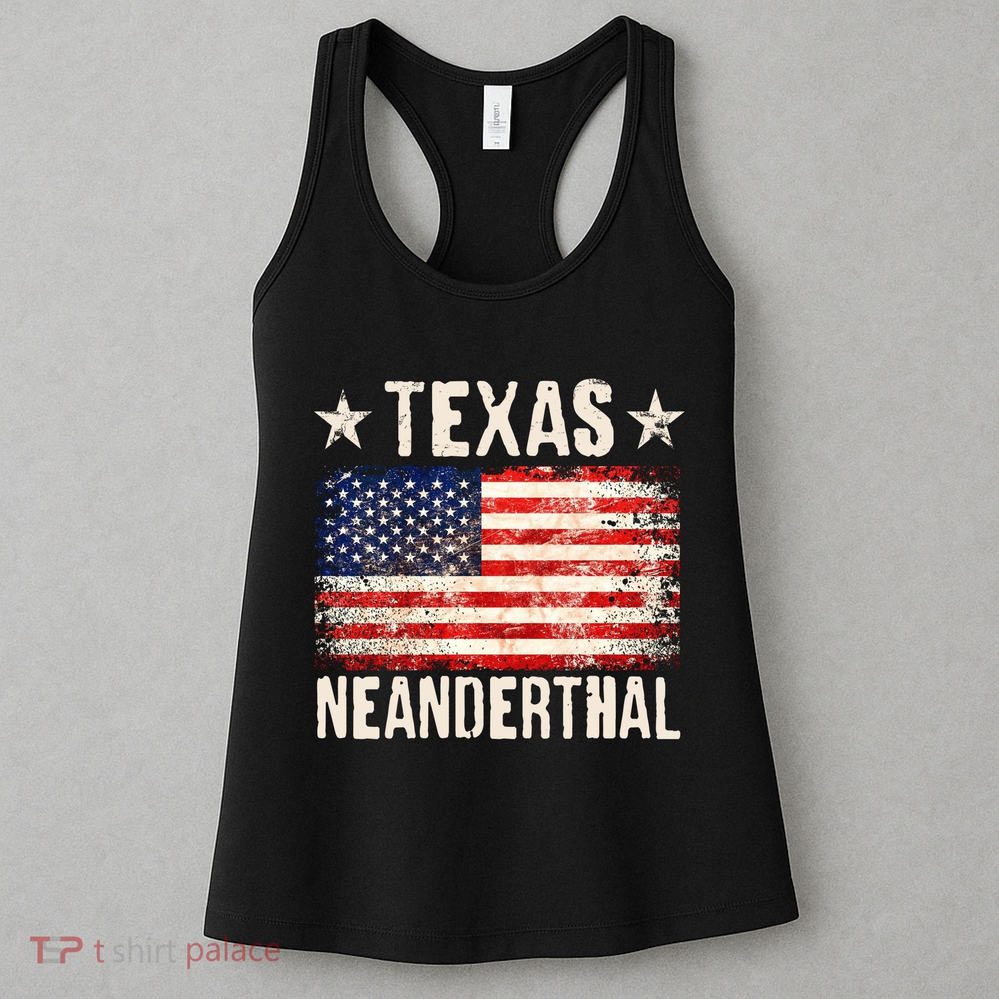 Texas Neanderthal Distressed US Flag Women's Tank Top