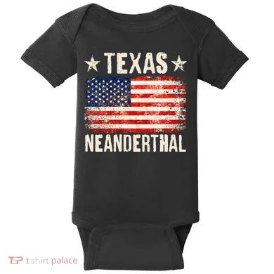 Texas Neanderthal Distressed US Flag Baby Bodysuit