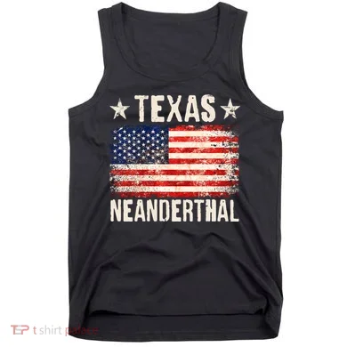 Texas Neanderthal Distressed US Flag Tank Top