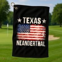 Texas Neanderthal Distressed US Flag Golf Towel thumb 1