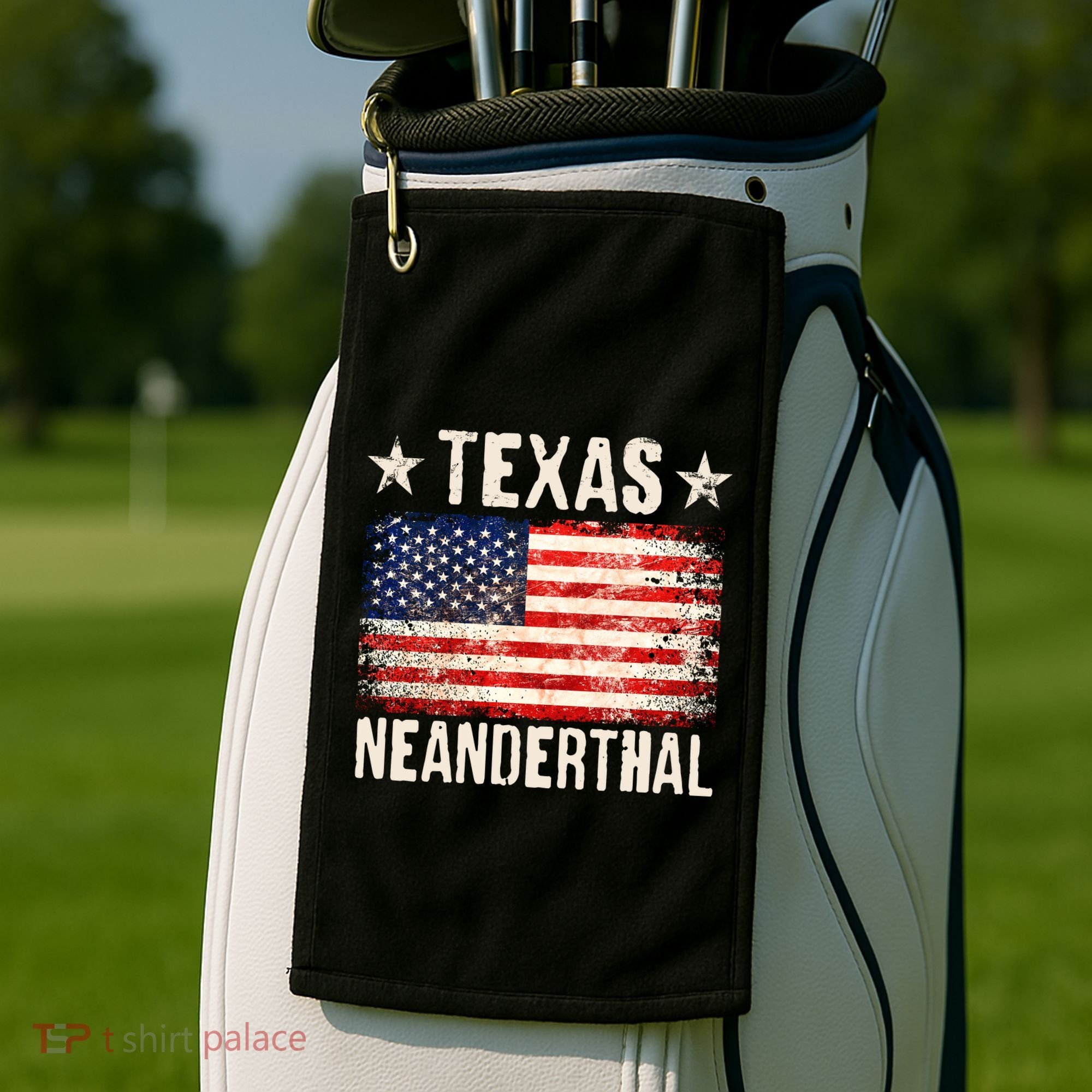 Texas Neanderthal Distressed US Flag Golf Towel
