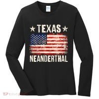 Texas Neanderthal Distressed US Flag Women's Long Sleeve Shirt thumb 0