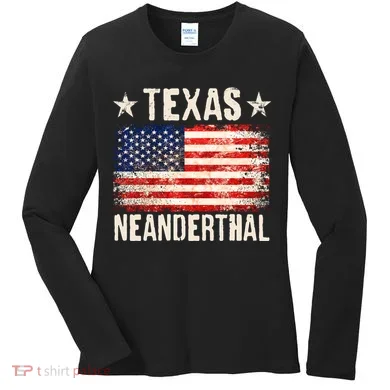 Texas Neanderthal Distressed US Flag Women's Long Sleeve Shirt