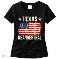 Texas Neanderthal Distressed US Flag Women's T-Shirt thumb 0