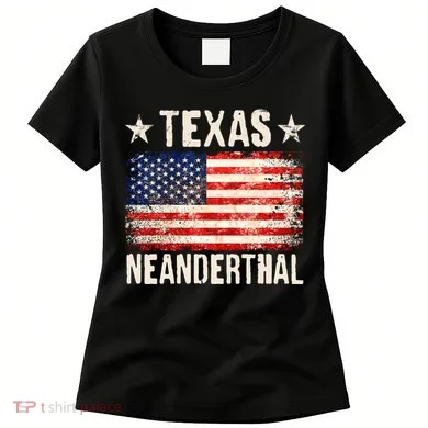 Texas Neanderthal Distressed US Flag Women's T-Shirt