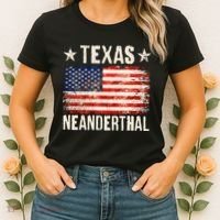 Texas Neanderthal Distressed US Flag Women's T-Shirt thumb 2