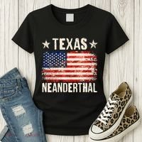 Texas Neanderthal Distressed US Flag Women's T-Shirt thumb 3