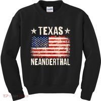 Texas Neanderthal Distressed US Flag Kids Sweatshirt thumb 0