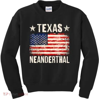 Texas Neanderthal Distressed US Flag Kids Sweatshirt