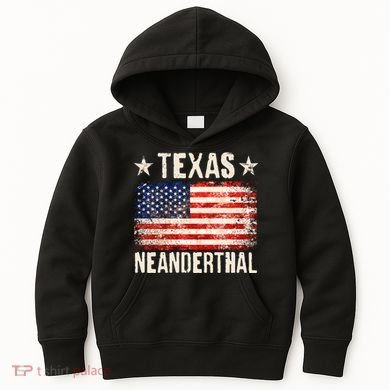 Texas Neanderthal Distressed US Flag Kids Hoodie