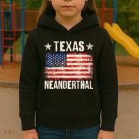 Texas Neanderthal Distressed US Flag Kids Hoodie thumb 3