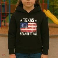 Texas Neanderthal Distressed US Flag Kids Hoodie thumb 3
