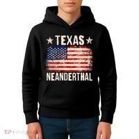 Texas Neanderthal Distressed US Flag Kids Hoodie thumb 4