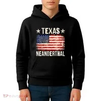 Texas Neanderthal Distressed US Flag Kids Hoodie thumb 4