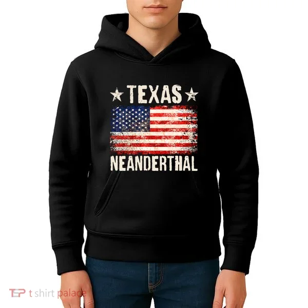 Texas Neanderthal Distressed US Flag Kids Hoodie