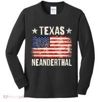 Texas Neanderthal Distressed US Flag Kids Long Sleeve Shirt thumb 0